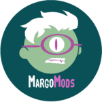 A green cyclops with white hair grimaces awkwardly above the words MargoMods